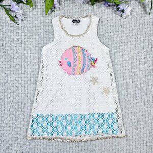 Mud Pie Crochet Fish Starfish Summer Dress Tunic 5t